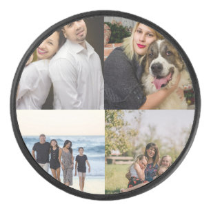 4 Family Photo Collage Custom Hockey Puck