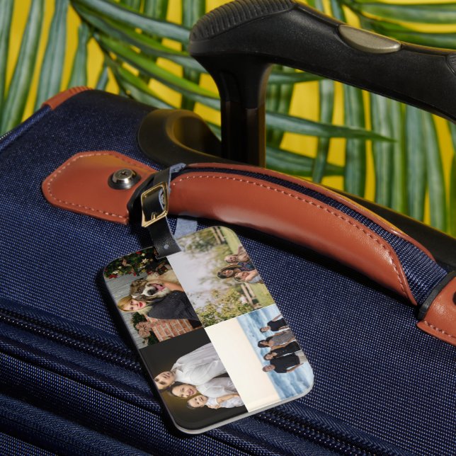 4 Family Photo Collage Custom Luggage Tag (Front Insitu 1)