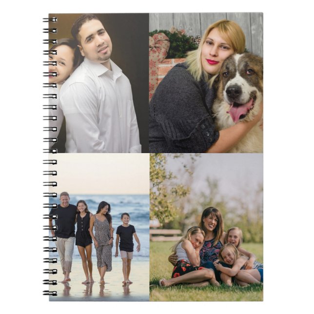  4 Family Photo Collage Custom Notebook (Front)