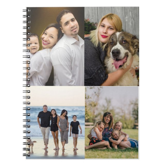  4 Family Photo Collage Custom Notebook (Front)