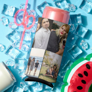 4 Family Photo Collage Custom Seltzer Can Cooler