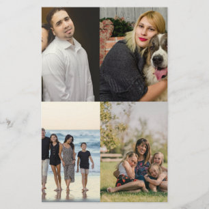 4 Family Photo Collage Custom Stationery