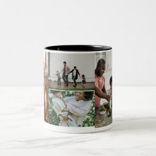 4 Family Photo Collage Custom Two-Tone Coffee Mug