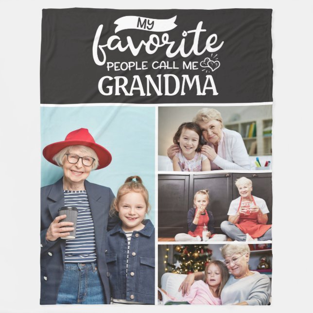 4 family photo collage -My favourite people call m Fleece Blanket (Front)