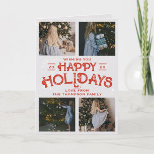 4 Family Photos Collage Christmas Happy Holidays Holiday Card