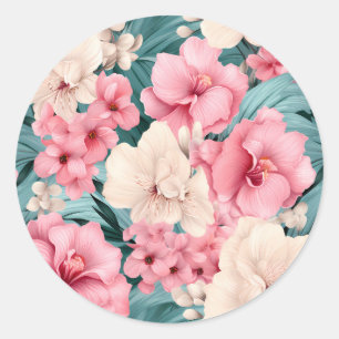 #4 Floral Pattern Classic Round Sticker