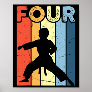 4 Four Karate Lover 4th Birthday 4 Year Old Martia Poster