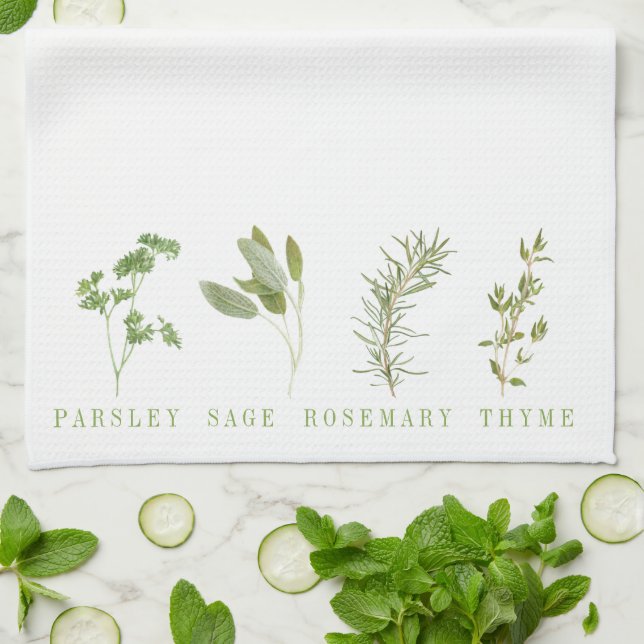 4 FRESH HERBS Kitchen Towel (Folded)