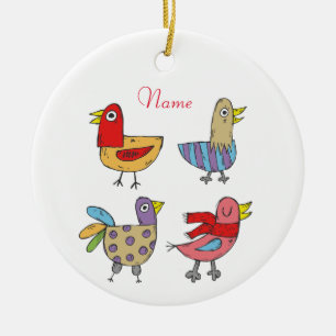 4 Funny Birds Thunder_Cove  Ceramic Ornament
