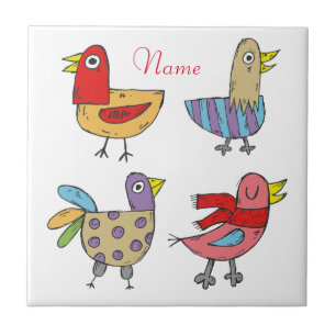 4 Funny Birds Thunder_Cove  Ceramic Tile
