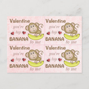 4 Funny Monkey Top Banana Valentines Cards