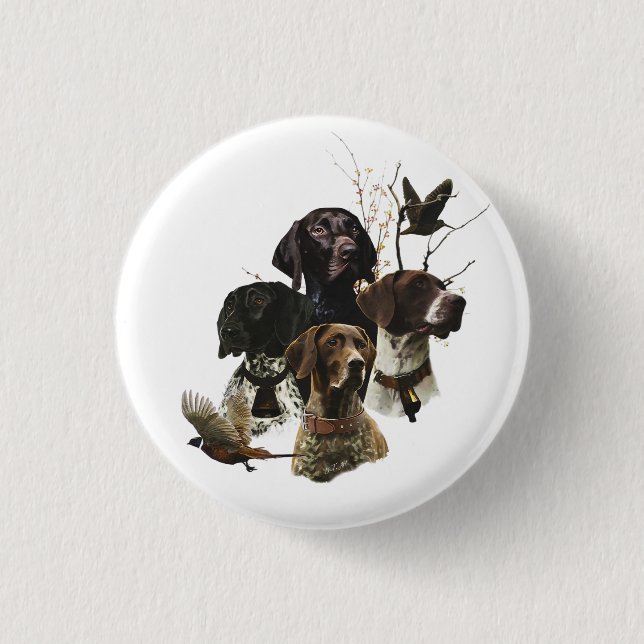 4 German Shorthaired Pointer Colours  3 Cm Round Badge (Front)