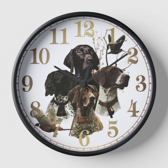 4 German Shorthaired Pointer Colours  Clock (Front)