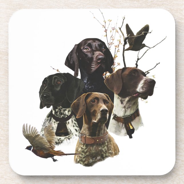 4 German Shorthaired Pointer Colours  Coaster (Front)