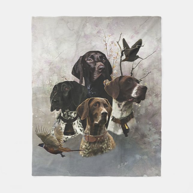4 German Shorthaired Pointer Colours  Fleece Blanket (Front)
