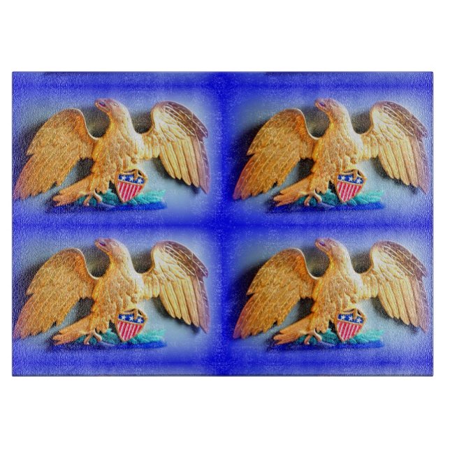 4 gold eagles glass cutting board (Front)