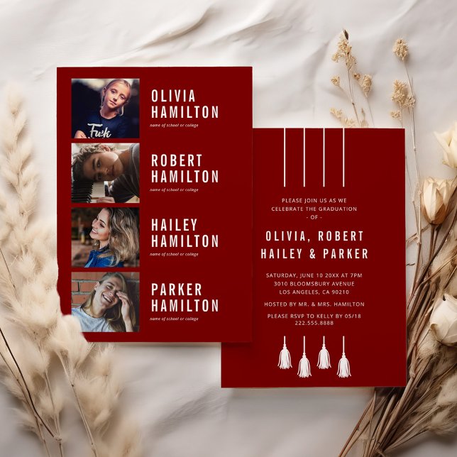 4 Grads Joint Graduation Party Invitation (Creator Uploaded)
