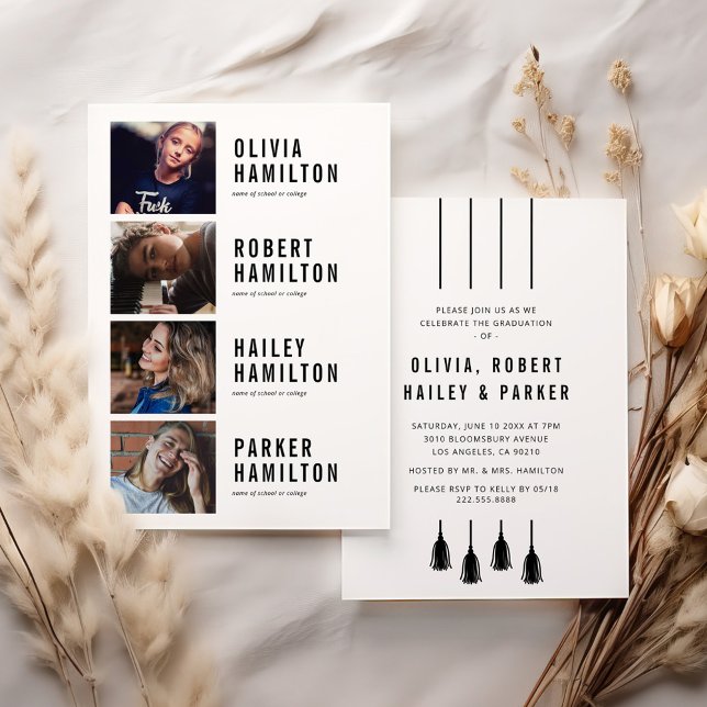 4 Grads Joint Graduation Party Invitation (Creator Uploaded)