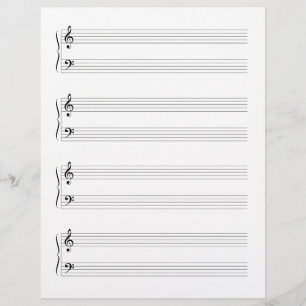 4 Grand Staffs Staves Music Manuscript Paper Custom Letterhead