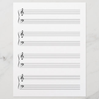 4 Grand Staffs Staves Music Manuscript Paper Custom Letterhead