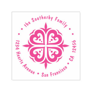 4 Hearts Circle Round Family - Return Address Self-inking Stamp