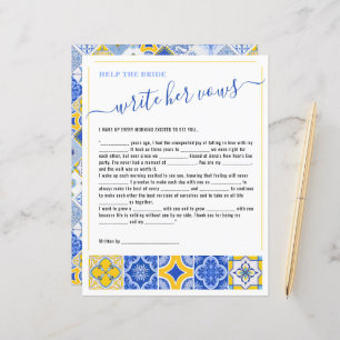 4 Help the Bride Write Her Vows Bridal Shower Game