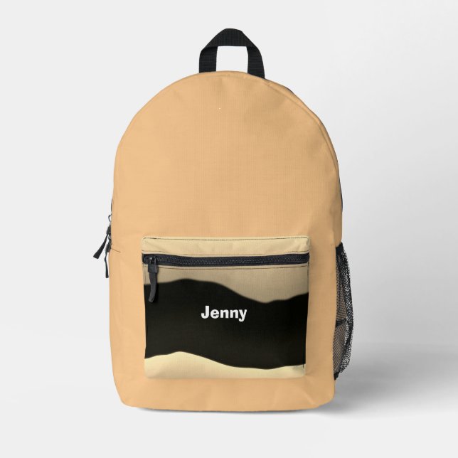 4 Her College Varsity School Travel Chic Yellow  Printed Backpack (Front)