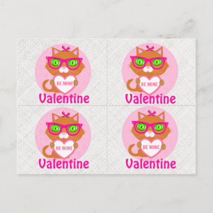 4 Hipster Cool Cat Valentines Cards