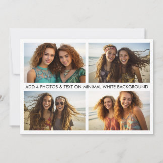 4 Horizontal Photo Collage - 1 Simple Line of Text Holiday Card