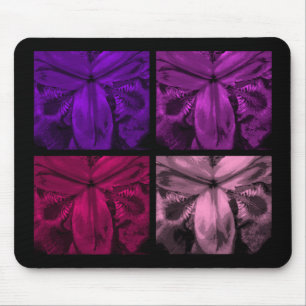 4 Irises: Quad Panel of Blooms 6 Gems Mouse Pad