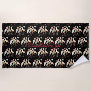 4 Japanese Cranes Thunder_Cove Beach Towel