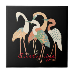4 Japanese Cranes Thunder_Cove Ceramic Tile