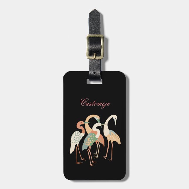 4 Japanese Cranes Thunder_Cove Luggage Tag (Front Vertical)