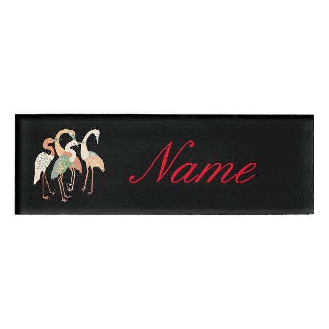 4 Japanese Cranes Thunder_Cove Name Tag (Front)