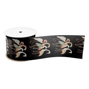 4 Japanese Cranes Thunder_Cove Satin Ribbon