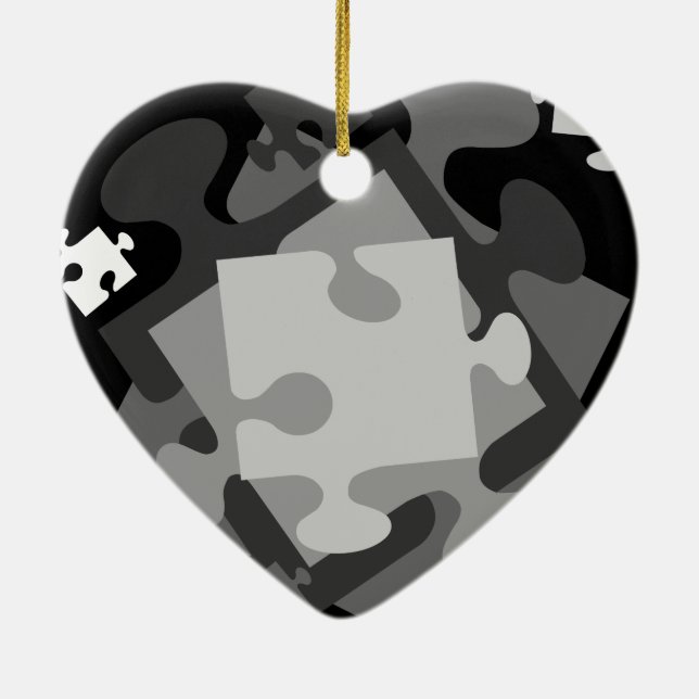 4 Jigsaw Pieces Ceramic Ornament (Back)