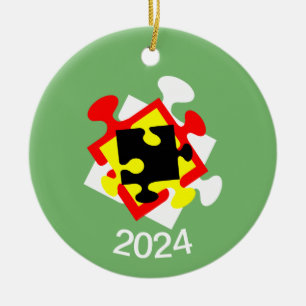 4 Jigsaw Pieces Ceramic Ornament
