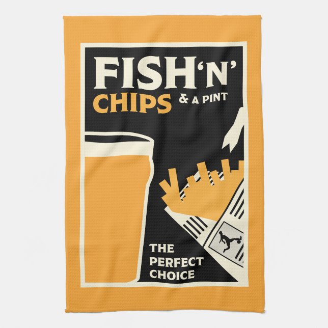 4 June — Fish and Chip Day Tea Towel (Vertical)