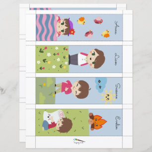 4 Kawaii Camping Friends Editable Bookmarks