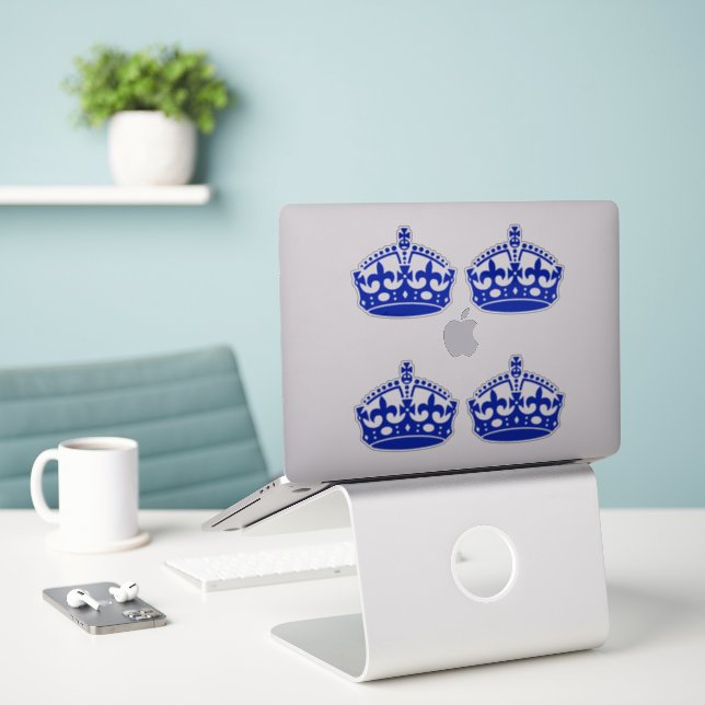 4 Keep Calm Crown Blue (Laptop On Desk)