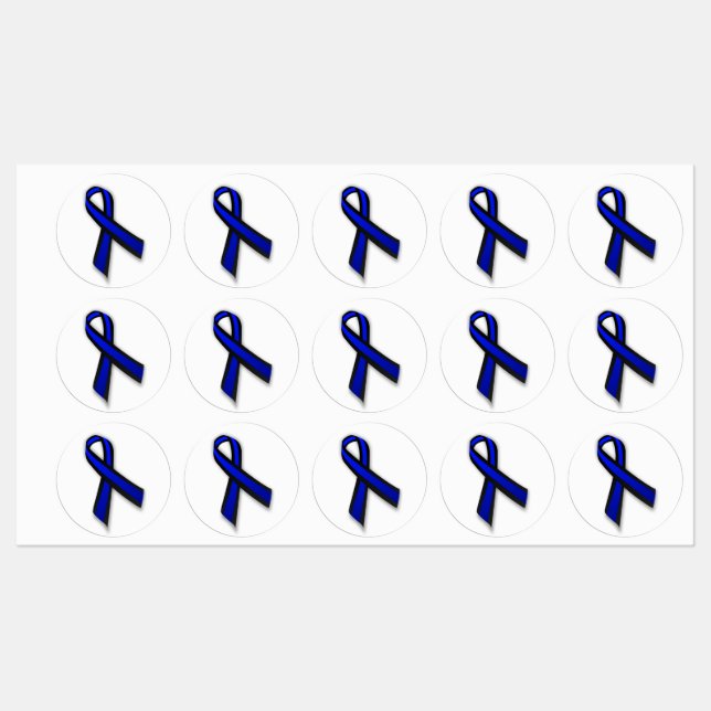 4 Large Thin Blue Line Memorial Ribbons (Sheet)