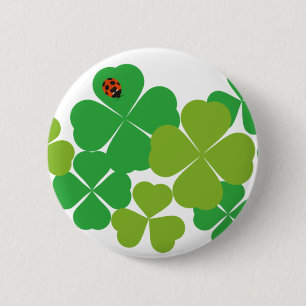 4 Leaf Clover and Ladybug St. Patrick's Day 6 Cm Round Badge