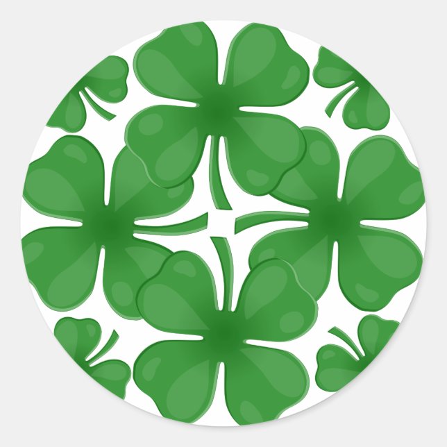 4 leaf clover classic round sticker (Front)