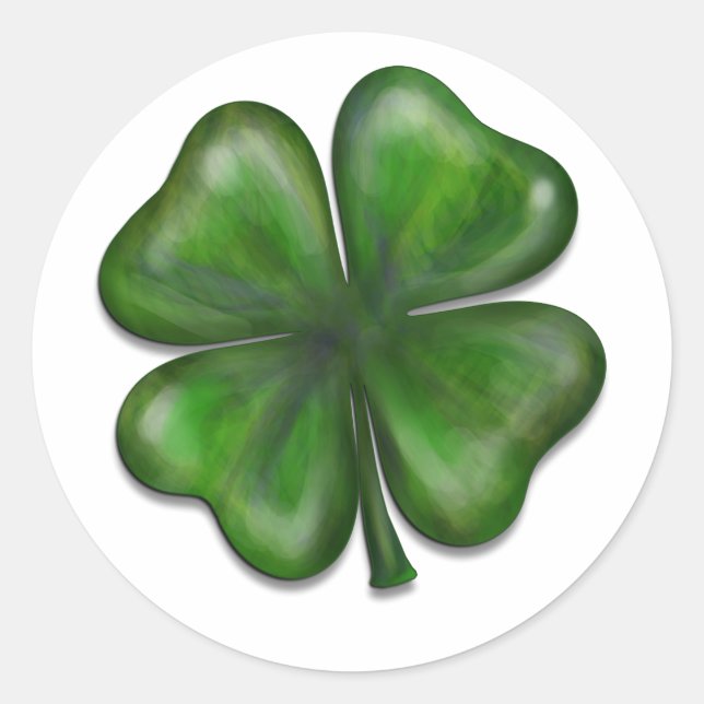 4 leaf clover classic round sticker (Front)