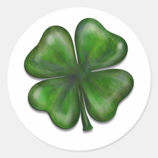 4 leaf clover classic round sticker (Front)