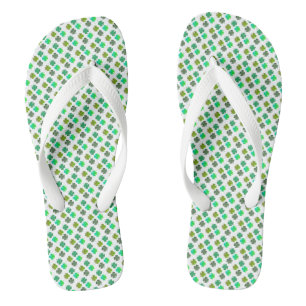 4 Leaf Clover Pattern on WHITE Thongs