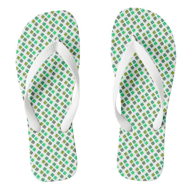 4 Leaf Clover Pattern on WHITE Thongs (Footbed)