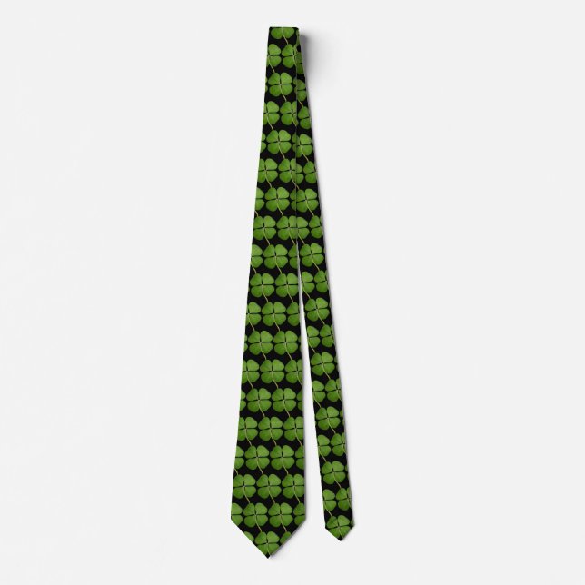 4 Leaf Clover Shamrock Black Tie (Front)