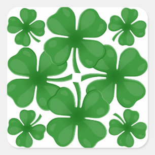 4 leaf clover square sticker