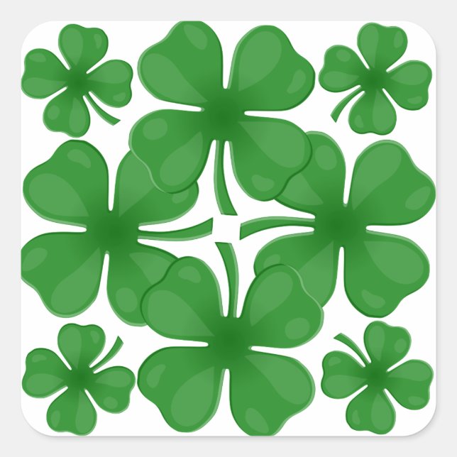 4 leaf clover square sticker (Front)